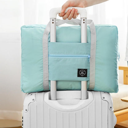 Foldable Travel Duffel Bag Tote Carry on Luggage Bag Spirit Airlines Personal item Sports Gym Bag Water Resistant Weekender Overnight Bags for Women and Men (Blue)