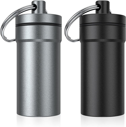Portable Ear Plug Carrying Case, Waterproof Metal Earplug Case Keychain Container Holder（2 Pack）
