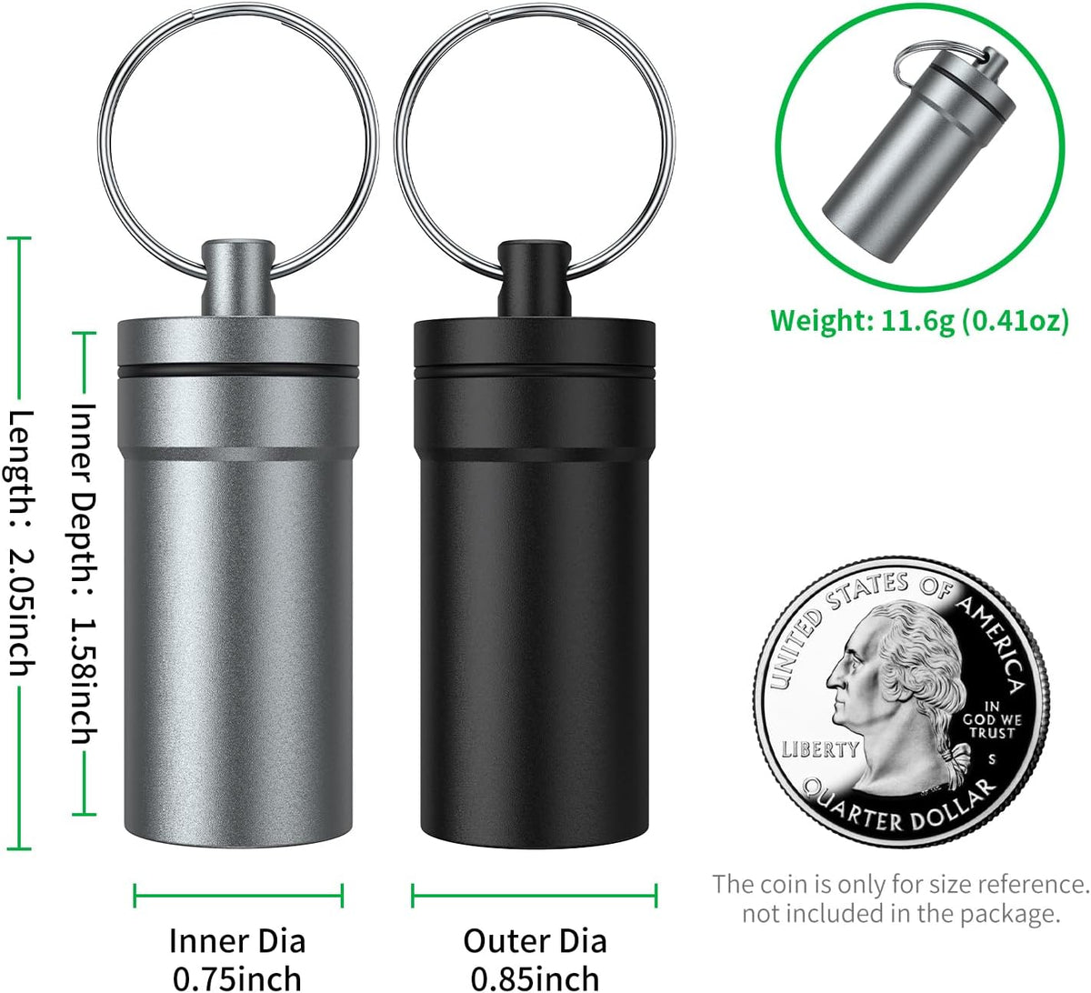 Portable Ear Plug Carrying Case, Waterproof Metal Earplug Case Keychain Container Holder（2 Pack）