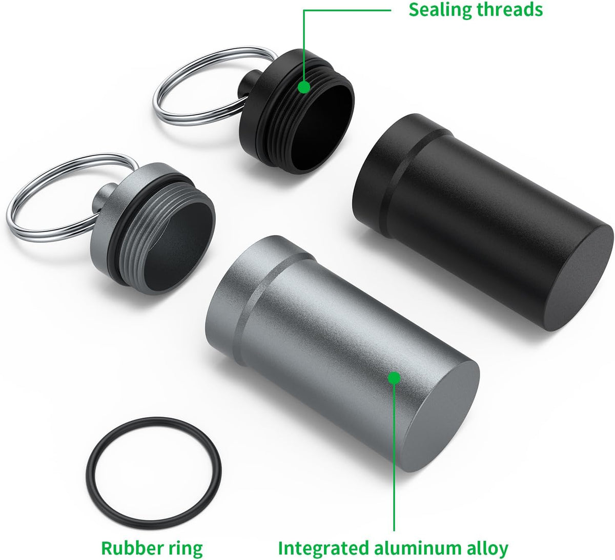 Portable Ear Plug Carrying Case, Waterproof Metal Earplug Case Keychain Container Holder（2 Pack）