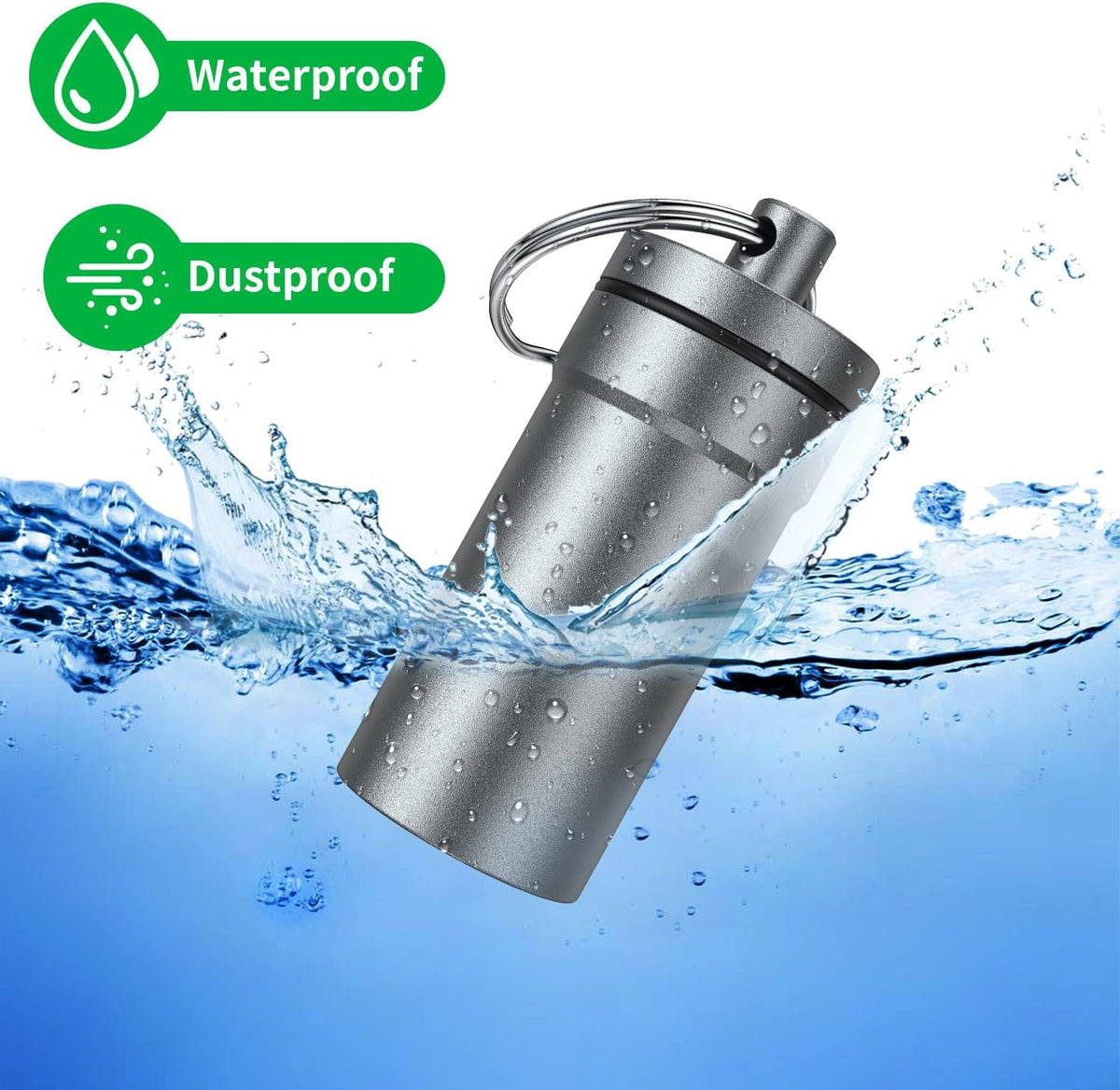 Portable Ear Plug Carrying Case, Waterproof Metal Earplug Case Keychain Container Holder（2 Pack）