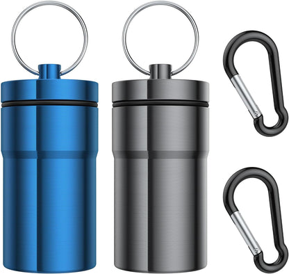 Portable Ear Plug Carrying Case, Waterproof Metal Earplug Case Keychain Container Holder（2 Pack）