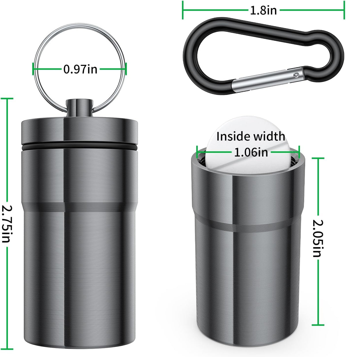 Portable Ear Plug Carrying Case, Waterproof Metal Earplug Case Keychain Container Holder（2 Pack）