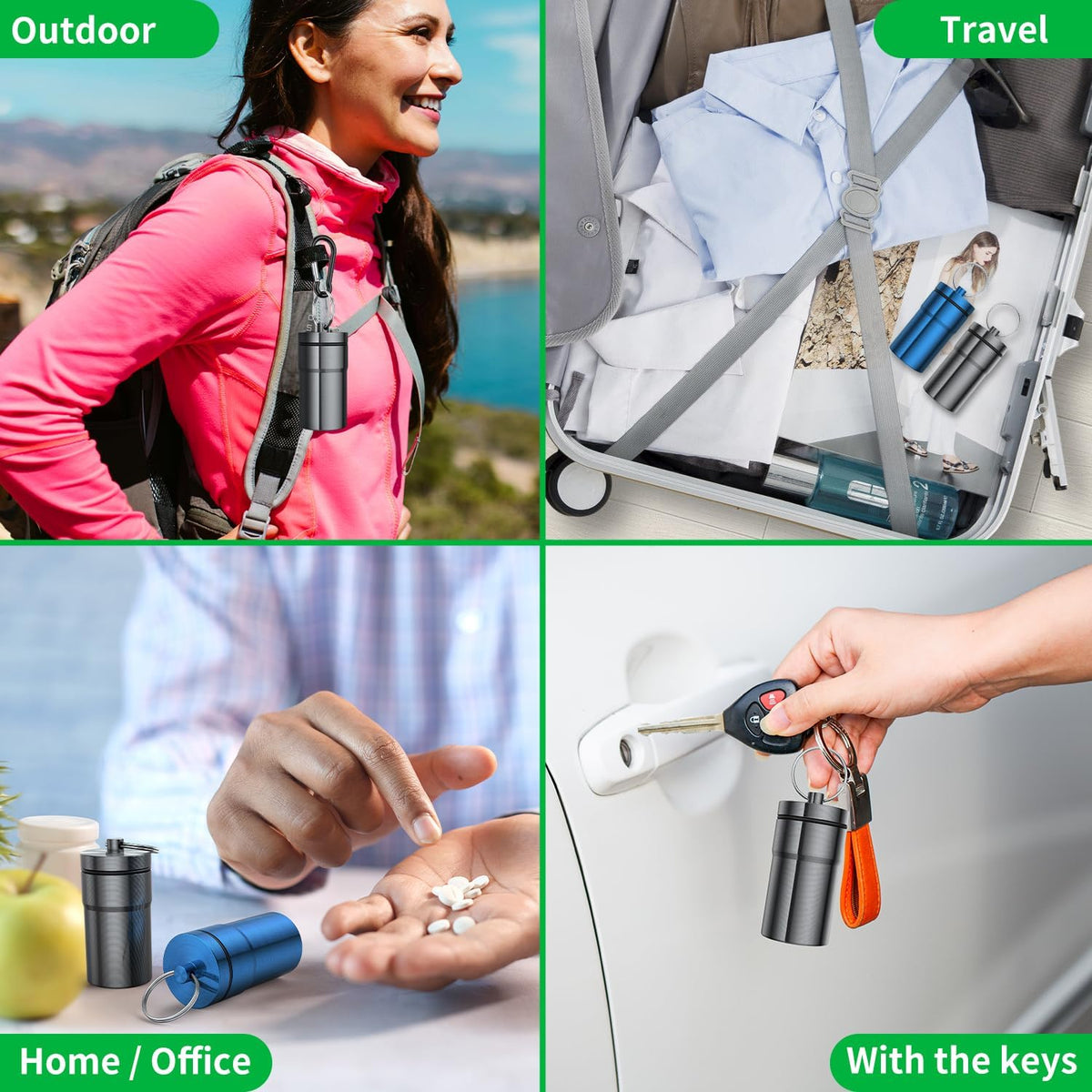 Portable Ear Plug Carrying Case, Waterproof Metal Earplug Case Keychain Container Holder（2 Pack）