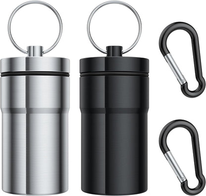 Portable Ear Plug Carrying Case, Waterproof Metal Earplug Case Keychain Container Holder（2 Pack）