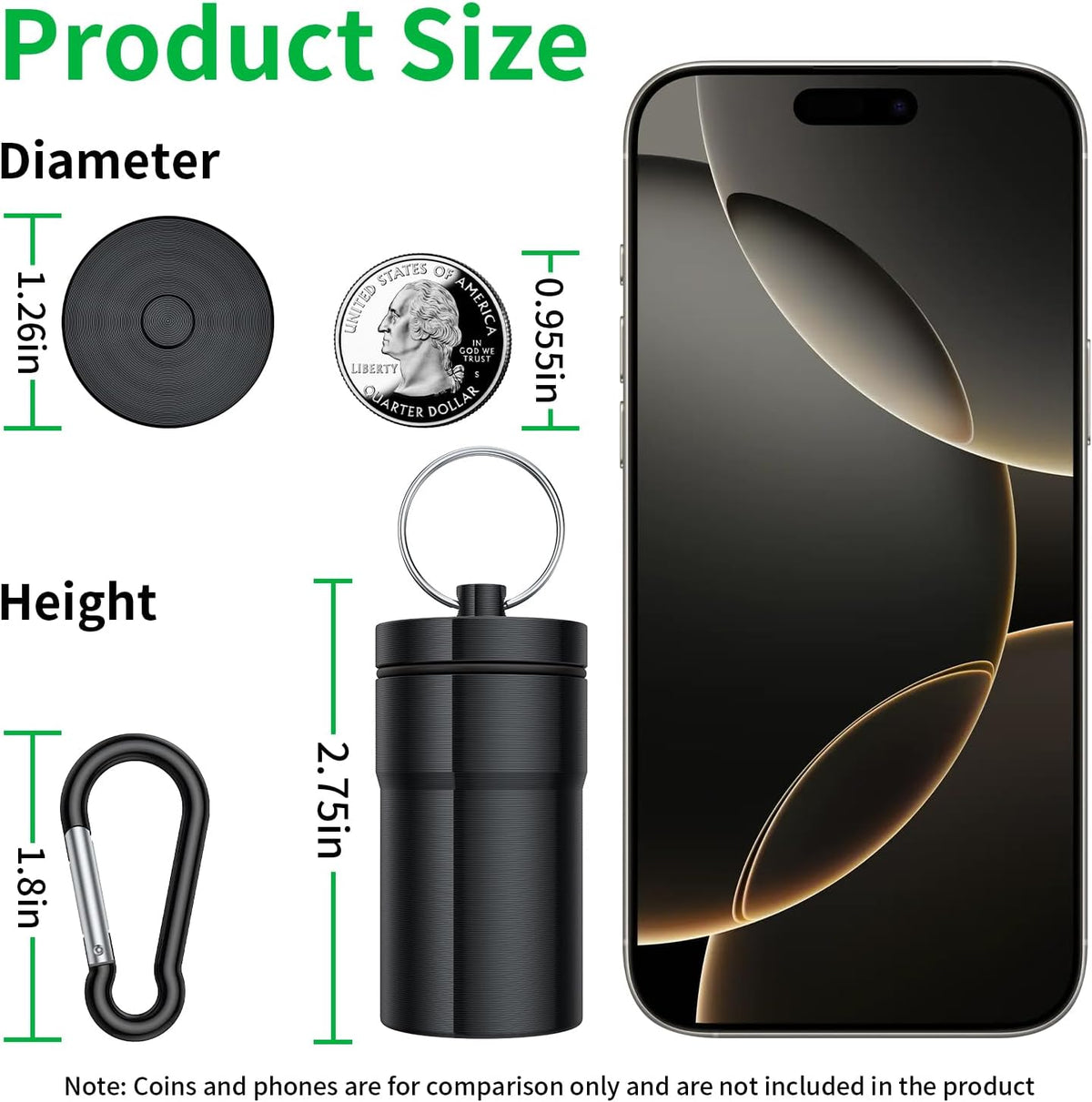 Portable Ear Plug Carrying Case, Waterproof Metal Earplug Case Keychain Container Holder（2 Pack）