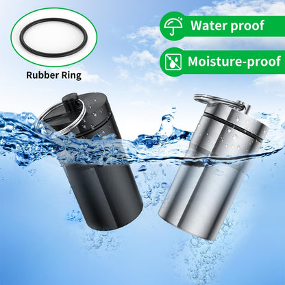 Portable Ear Plug Carrying Case, Waterproof Metal Earplug Case Keychain Container Holder（2 Pack）