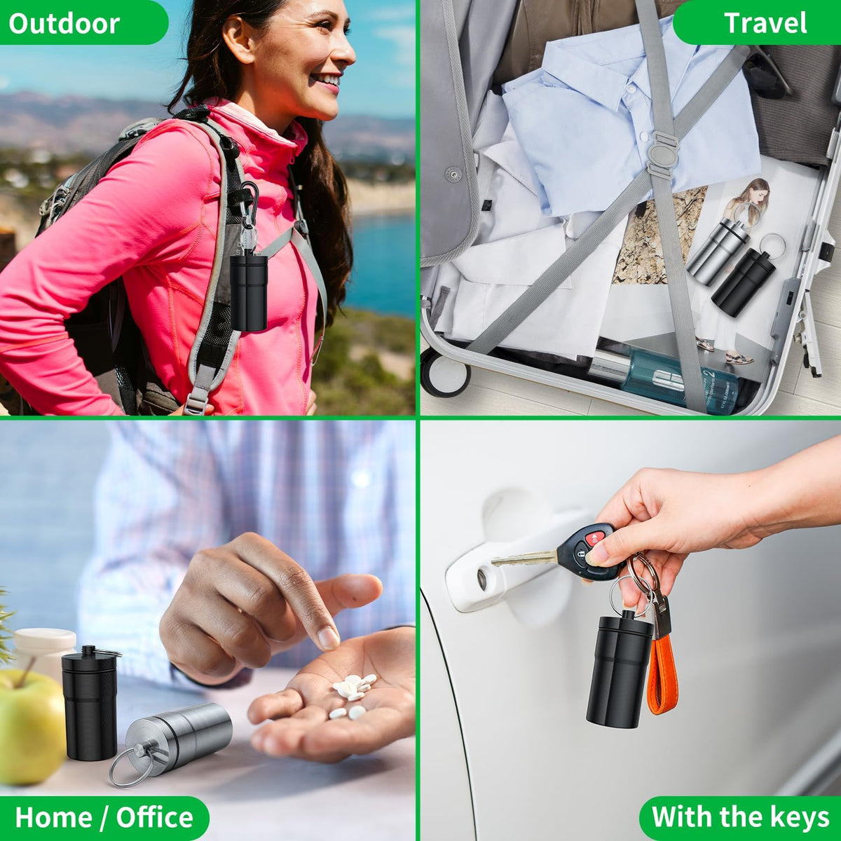 Portable Ear Plug Carrying Case, Waterproof Metal Earplug Case Keychain Container Holder（2 Pack）