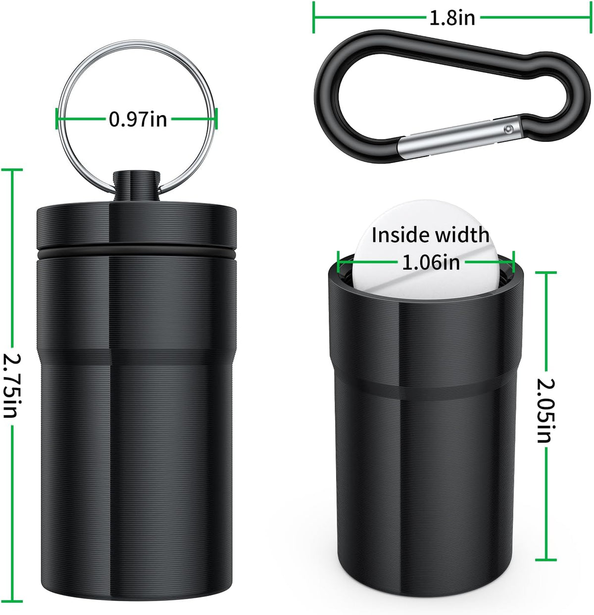 Portable Ear Plug Carrying Case, Waterproof Metal Earplug Case Keychain Container Holder（2 Pack）