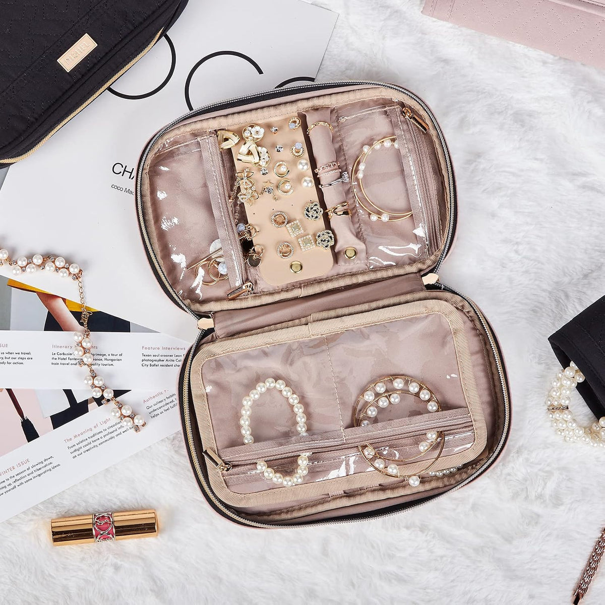 Travel Jewelry Case Organizer, Tangle-Free Necklace Storage Bag