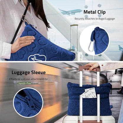 Travel Blanket Pillow,Airplane Blanket Compact with Bag Eye Mask, Ultra-Soft,Warm & Lightweight Included,Travel Essentials for Women & Men, Luggage Sleeve & Backpack Clip 65x40 in, Grey