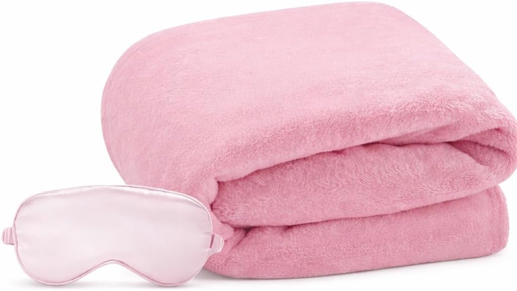Travel Blanket Pillow,Airplane Blanket Compact with Bag Eye Mask, Ultra-Soft,Warm & Lightweight Included,Travel Essentials for Women & Men, Luggage Sleeve & Backpack Clip 65x40 in, Grey