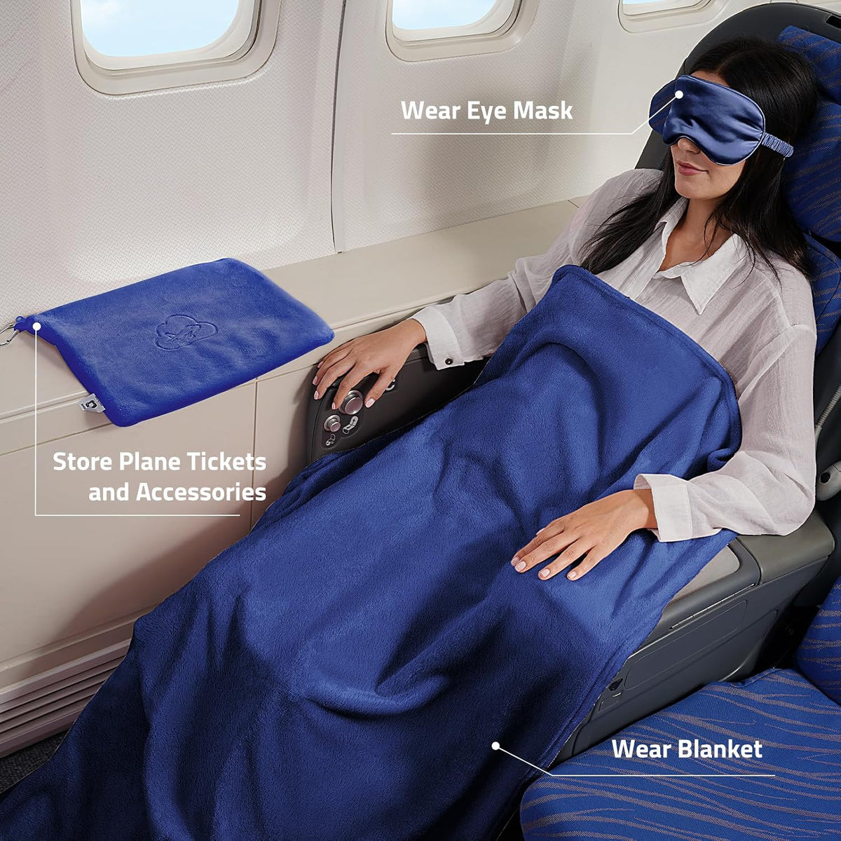 Travel Blanket Pillow,Airplane Blanket Compact with Bag Eye Mask, Ultra-Soft,Warm & Lightweight Included,Travel Essentials for Women & Men, Luggage Sleeve & Backpack Clip 65x40 in, Grey