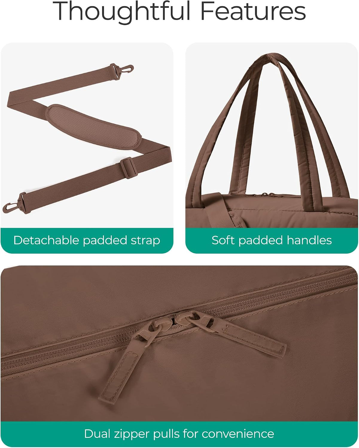 Gym Bag for Women, 2-PC Puffer Travel Duffle Bag Carry On Tote Bag