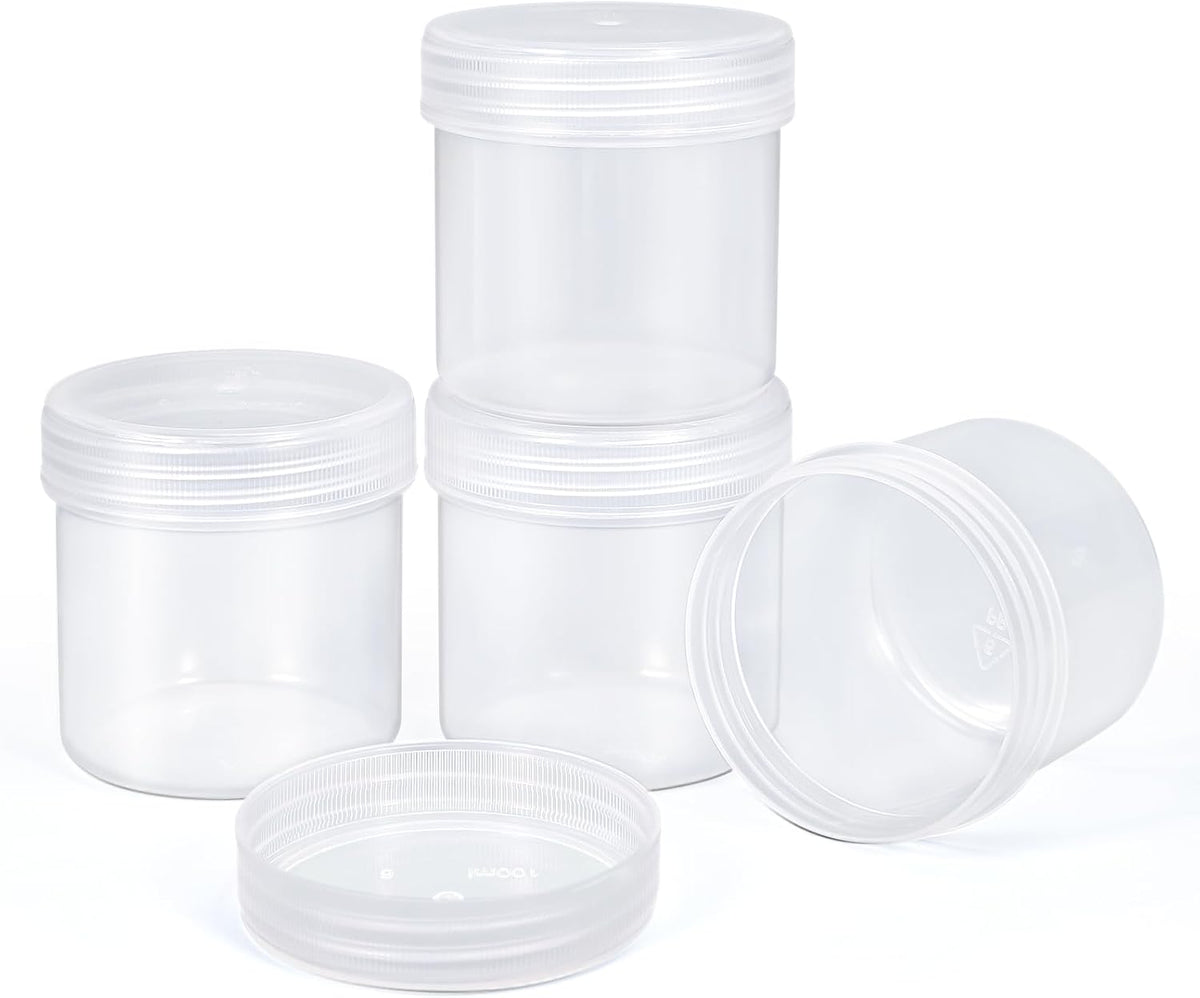 TSA Approved Wide Mouth Travel Size Containers, PP Clear Leak Proof Travel Plastic Jars with Lids for Creams Lotion Cosmetic, Jewelry Beads, Sample, Small Items Storage (1 oz, 4 Pcs)