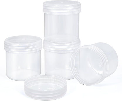 TSA Approved Wide Mouth Travel Size Containers, PP Clear Leak Proof Travel Plastic Jars with Lids for Creams Lotion Cosmetic, Jewelry Beads, Sample, Small Items Storage (1 oz, 4 Pcs)
