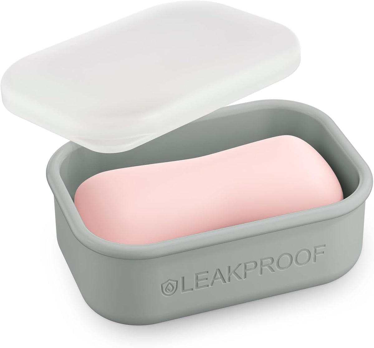 Quatish Compact Leakproof Travel Soap Case, Silicone Soap Box with Draining Layer, Enhanced Soap Container, Suitable for Camping, Gym, Bathroom, Outdoor Essentials, Green