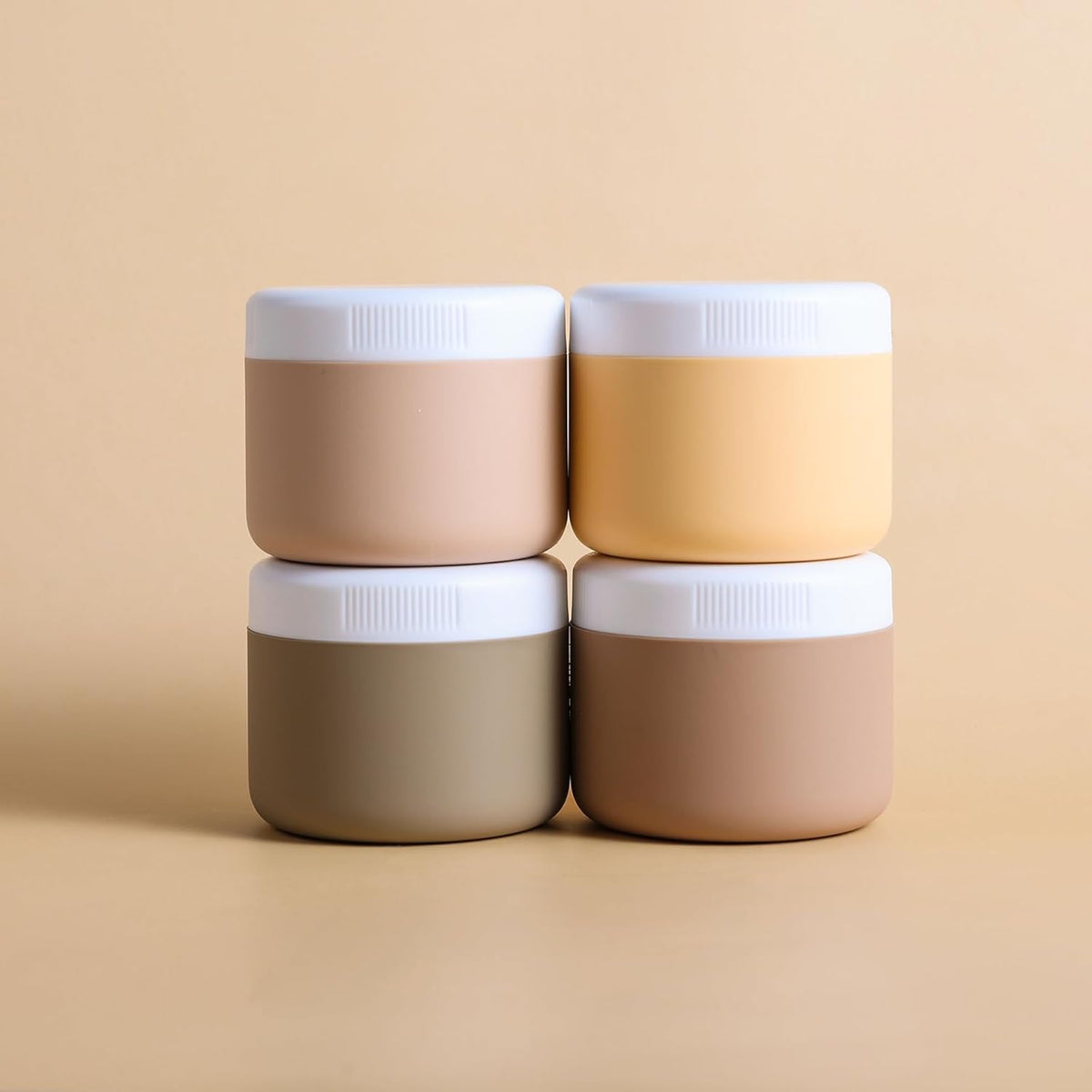 Kuangre Travel Containers for Toiletries, Silicone Cream Jars BPA-Free, Leak-proof 2oz Travel Size Containers, Portable Size Silicone Jars with Lid for Cosmetic Face Hand Body Cream (4 Pack)