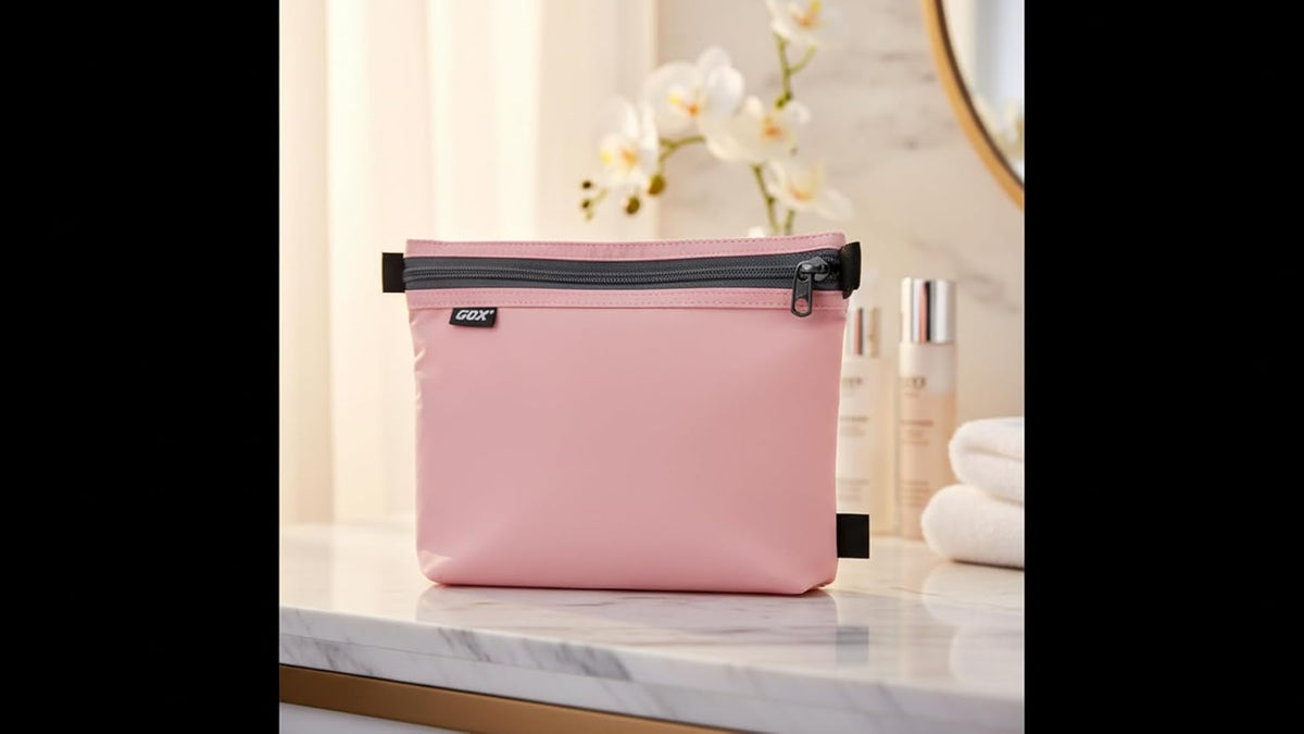GOX Travel Toiletry Bag, Carry On Small Zipper Pouch, Cosmetic Kit Makeup, Digital Bag, Water Repellent Nylon (Orange)