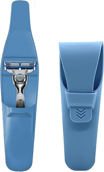 LinMei 2 Pack Silicone Razor Travel Case, Blue+Black, Compatible with Gillette, Parker, Merkur Razor