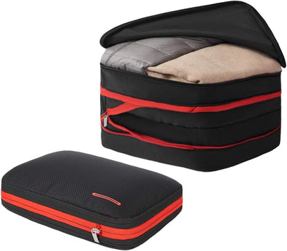 Bee Nesting Waterproof Compression Packing Cubes 5/6/8 sets, Large Travel Packing organizers for Carry on Luggage, 2 Sides Expandable Storage Bags (Dark Green, G5set)