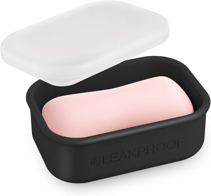 Quatish Compact Leakproof Travel Soap Case, Silicone Soap Box with Draining Layer, Enhanced Soap Container, Suitable for Camping, Gym, Bathroom, Outdoor Essentials, Green
