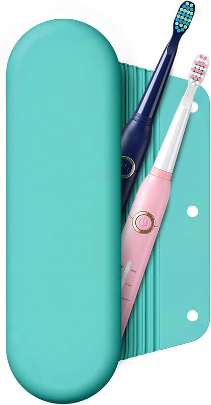 Silicone Electric Toothbrush Travel Case, Manual Toothbrush Travel Cover for Men and Women,Toothbrush Holder for Travel,Gym and More, Fits Most Manual and Electric Toothbrushes - Blue