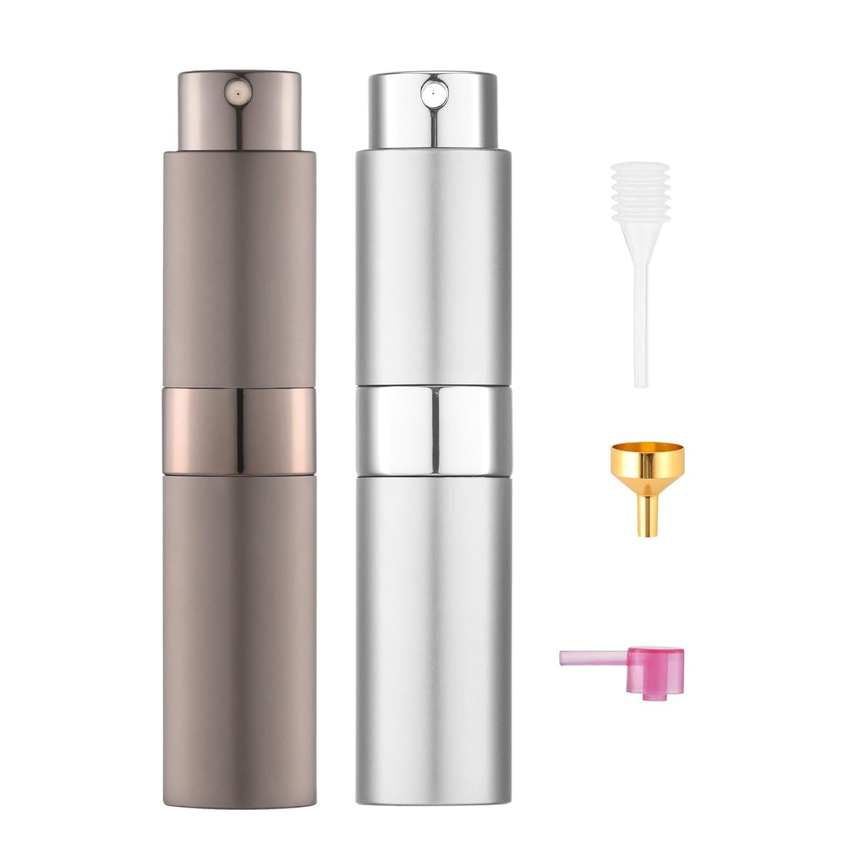 Tekson 8ml Travel Perfume Atomizer Refillable, Mini Cologne Spray Bottle Empty, Small Aftershave Portable Sprayer for Liquid Dispenser (Pink&Purple)