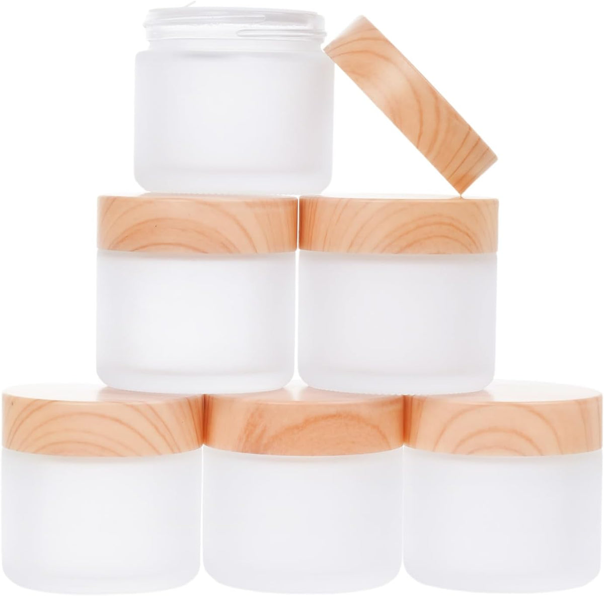 6Pcs Glass Lotion Cream Container with Lid Refillable Empty Sample Cosmetic Jar for Makeup Scrub Cream Toiletries Home Travel (10ml)