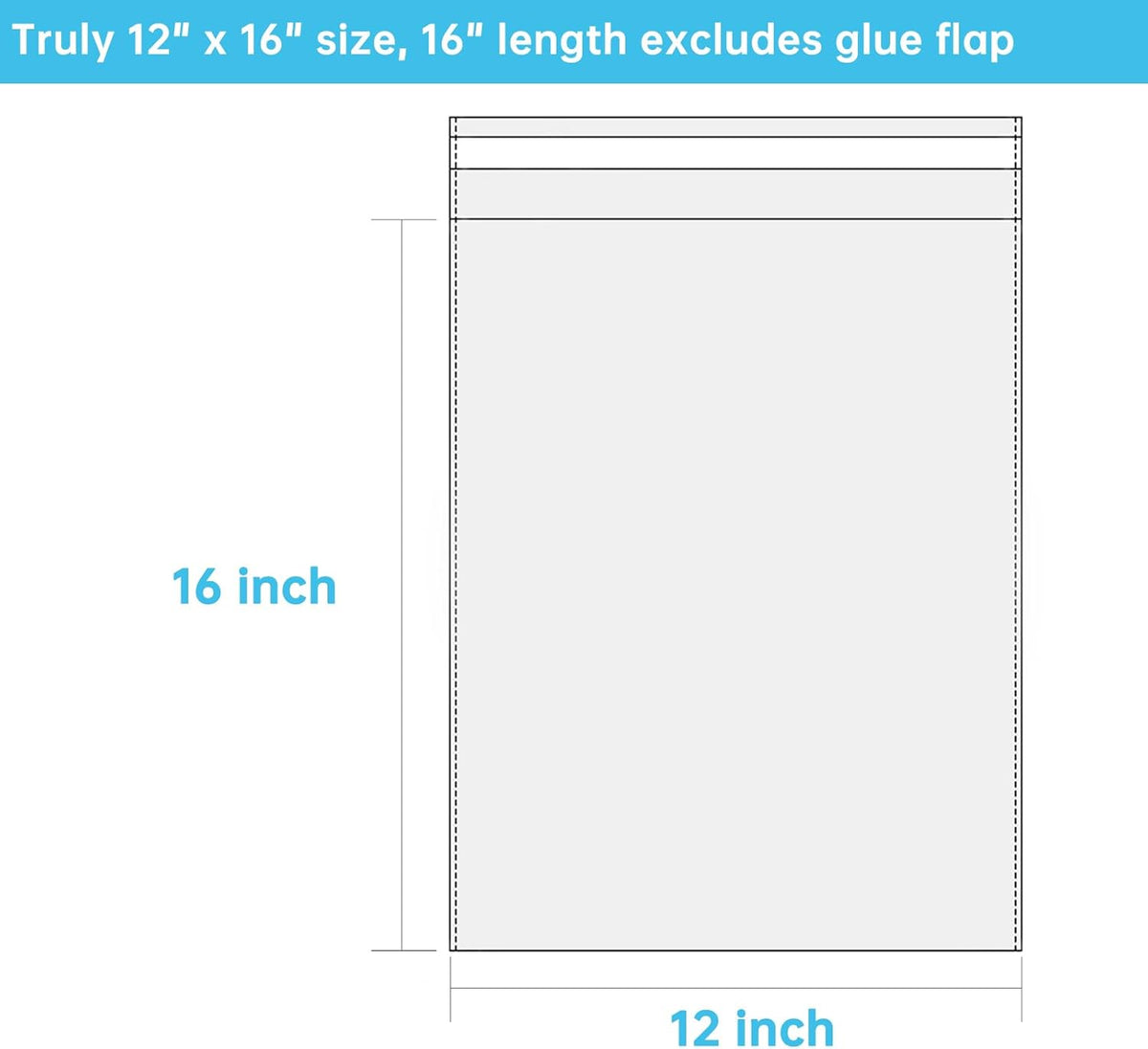 Self Sealing Cellophane Bags, Clear Resealable Bags for Packaging Shirt, 10x14 in, 100 Pcs