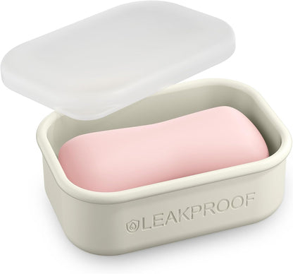 Quatish Compact Leakproof Travel Soap Case, Silicone Soap Box with Draining Layer, Enhanced Soap Container, Suitable for Camping, Gym, Bathroom, Outdoor Essentials, Green