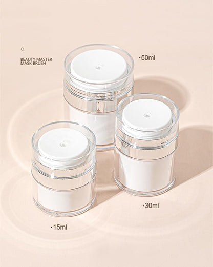 4 Pcs Airless Pump Jar With Labels, Refillable Cream Jar Vacuum Bottle Travel Size Empty Container for Cream and Lotion(2 pcs 1oz, 2 pcs 0.5oz)