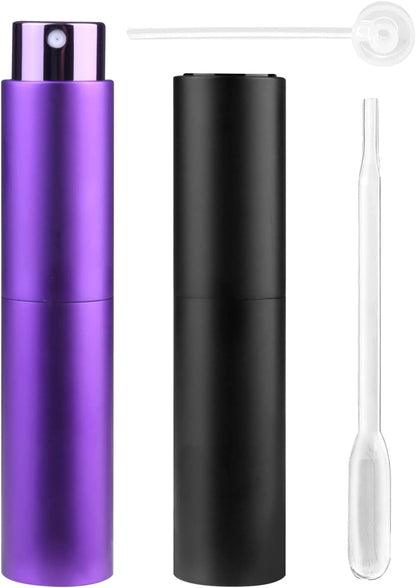 Refillable Travel Perfume Atomizer Bottles, 3 Pcs 6ml, Mini Portable Spray Bottles for Perfume Aftershave, Empty Travel Bottles with Funnel (Pink, Silver, Purple)