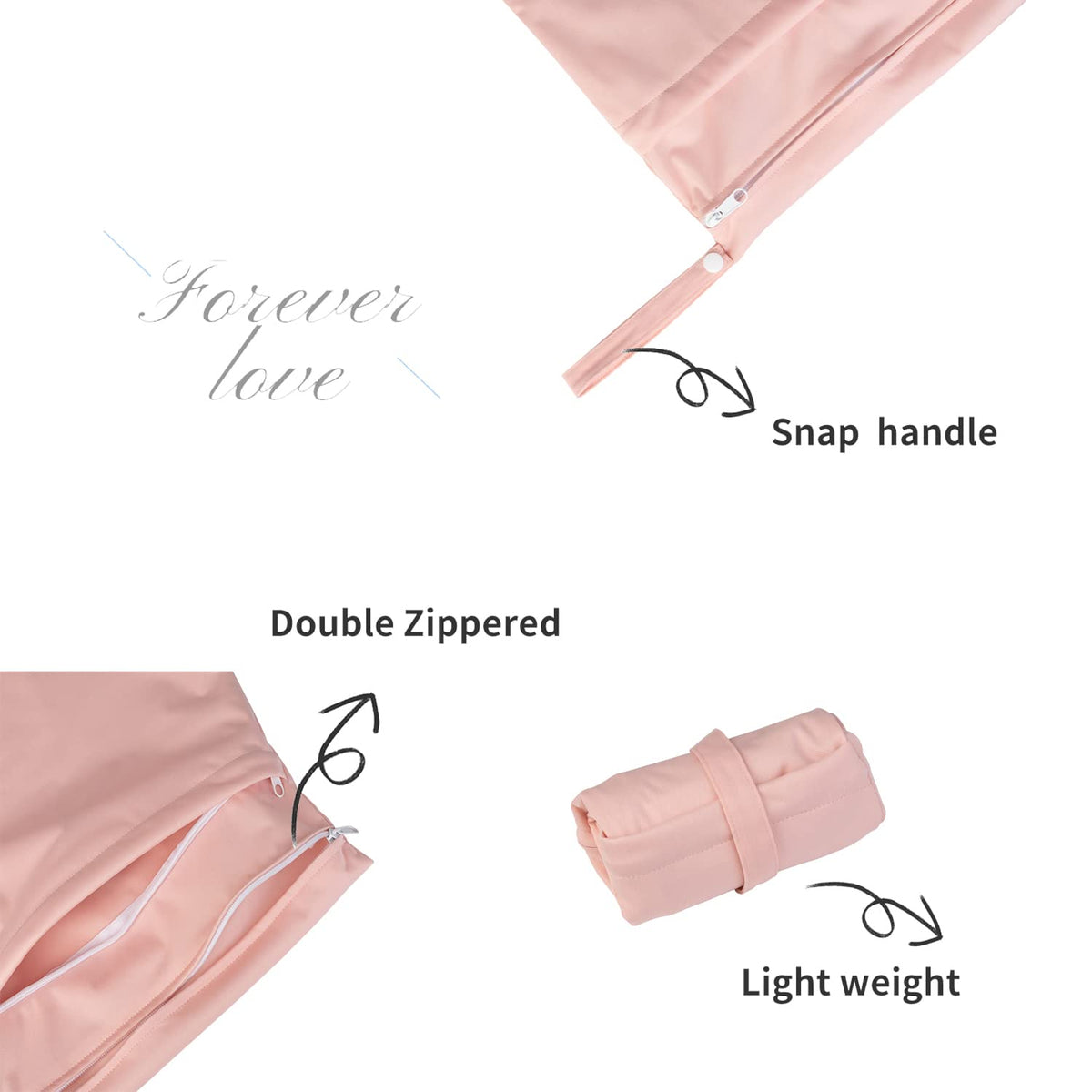 ALVA ALVABABY 3pcs Baby Cloth Diaper Wet/Dry Bags|Waterproof Reusable with Two Pockets|Travel, Beach, Pool, Daycare, Soiled Baby Items,Yoga,Gym Bag for Swimsuits or Wet Clothes 3L-ZM09 - Colors B