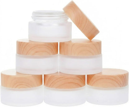 6Pcs Glass Lotion Cream Container with Lid Refillable Empty Sample Cosmetic Jar for Makeup Scrub Cream Toiletries Home Travel (10ml)