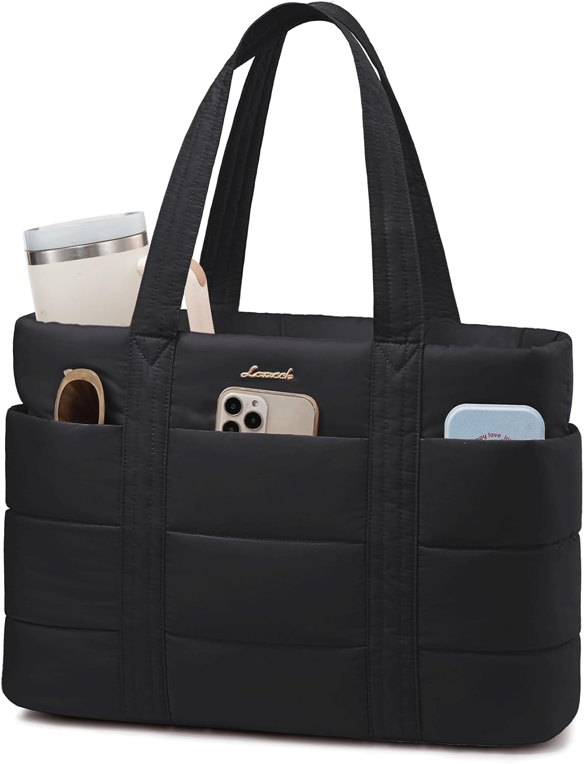 Tote Bag for Women, Large Puffer Work Tote Laptop Bag, Lightweight Travel Tote Bag with Zipper Gifts for Women