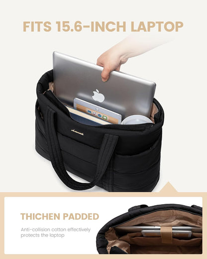 Tote Bag for Women, Large Puffer Work Tote Laptop Bag, Lightweight Travel Tote Bag with Zipper Gifts for Women