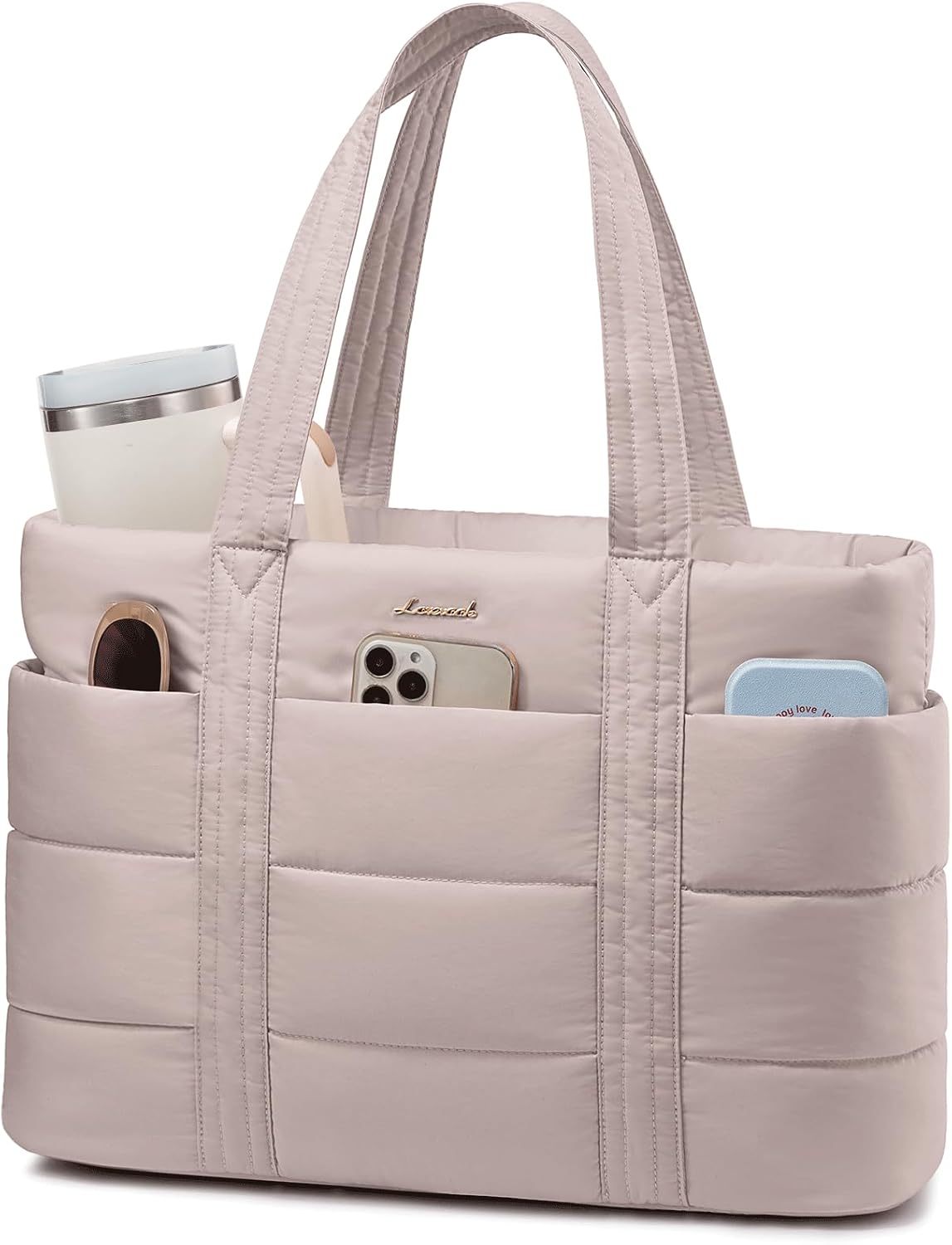 Tote Bag for Women, Large Puffer Work Tote Laptop Bag, Lightweight Travel Tote Bag with Zipper Gifts for Women