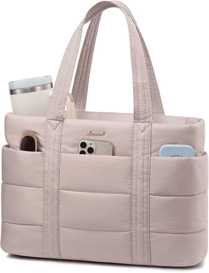 Tote Bag for Women, Large Puffer Work Tote Laptop Bag, Lightweight Travel Tote Bag with Zipper Gifts for Women
