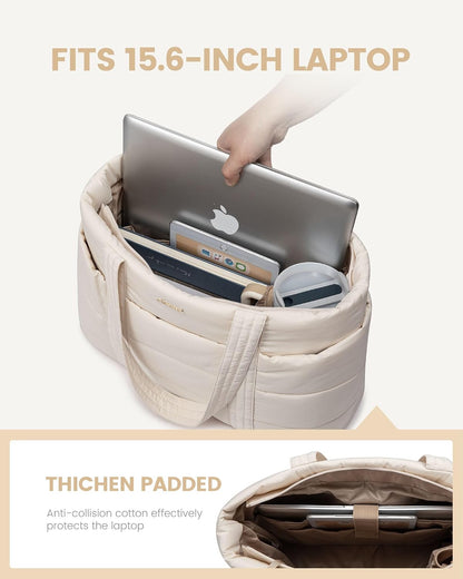 Tote Bag for Women, Large Puffer Work Tote Laptop Bag, Lightweight Travel Tote Bag with Zipper Gifts for Women