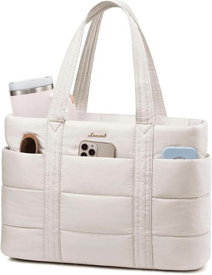 Tote Bag for Women, Large Puffer Work Tote Laptop Bag, Lightweight Travel Tote Bag with Zipper Gifts for Women