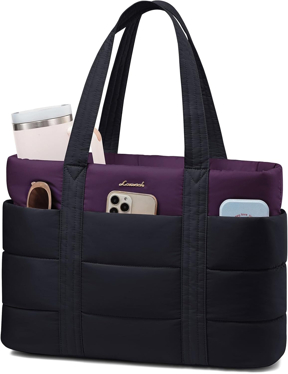 Tote Bag for Women, Large Puffer Work Tote Laptop Bag, Lightweight Travel Tote Bag with Zipper Gifts for Women