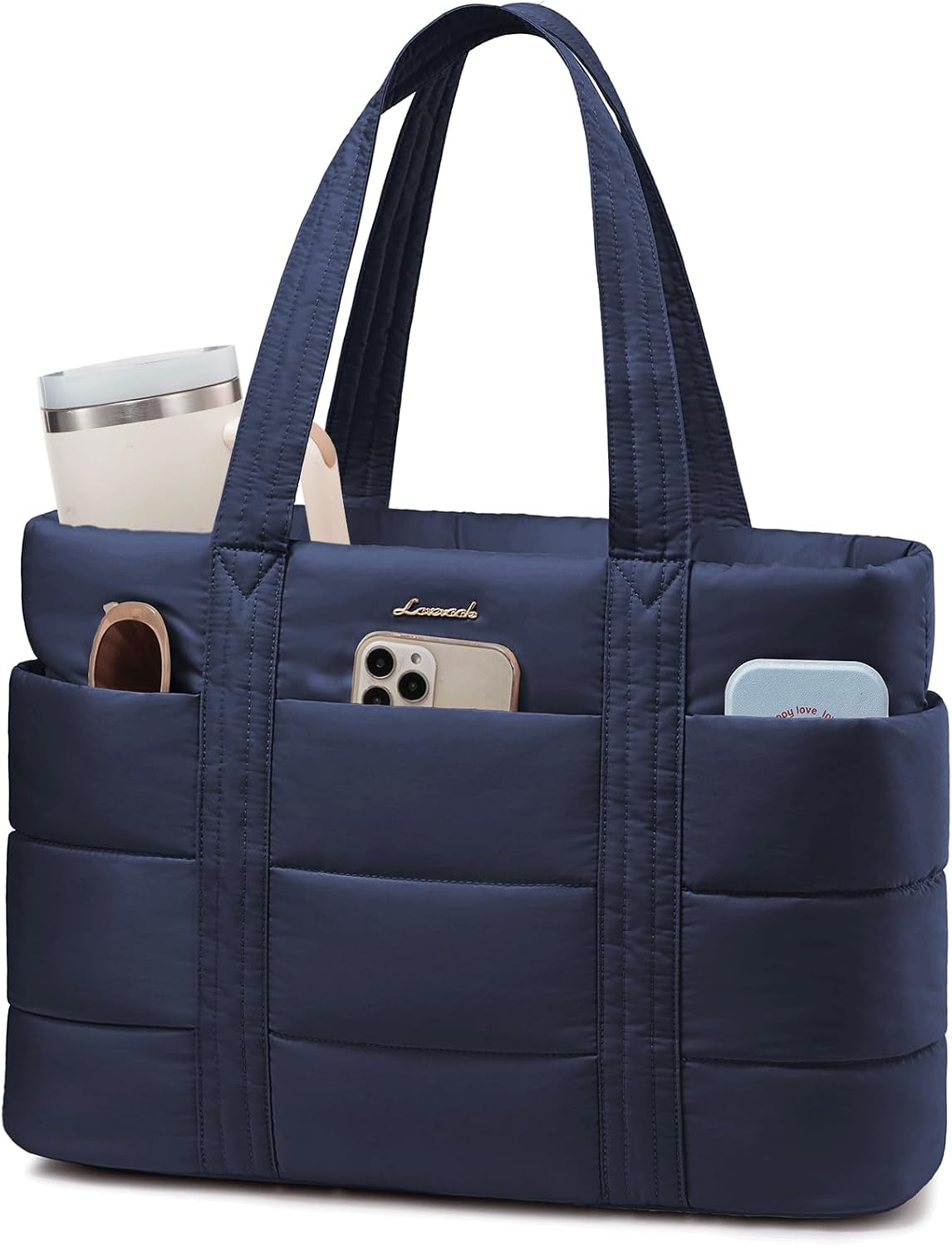 Tote Bag for Women, Large Puffer Work Tote Laptop Bag, Lightweight Travel Tote Bag with Zipper Gifts for Women