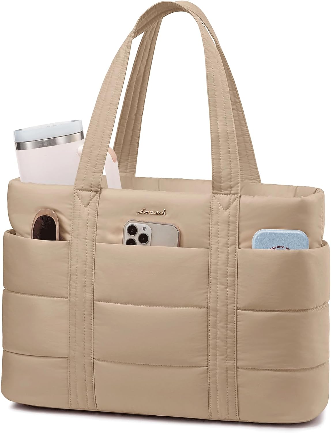Tote Bag for Women, Large Puffer Work Tote Laptop Bag, Lightweight Travel Tote Bag with Zipper Gifts for Women