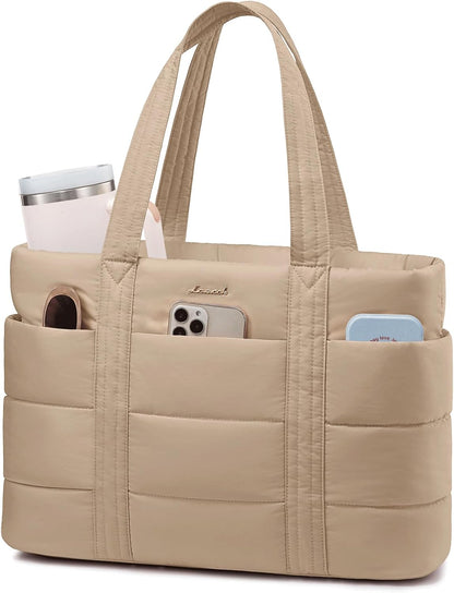 Tote Bag for Women, Large Puffer Work Tote Laptop Bag, Lightweight Travel Tote Bag with Zipper Gifts for Women