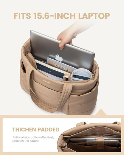 Tote Bag for Women, Large Puffer Work Tote Laptop Bag, Lightweight Travel Tote Bag with Zipper Gifts for Women