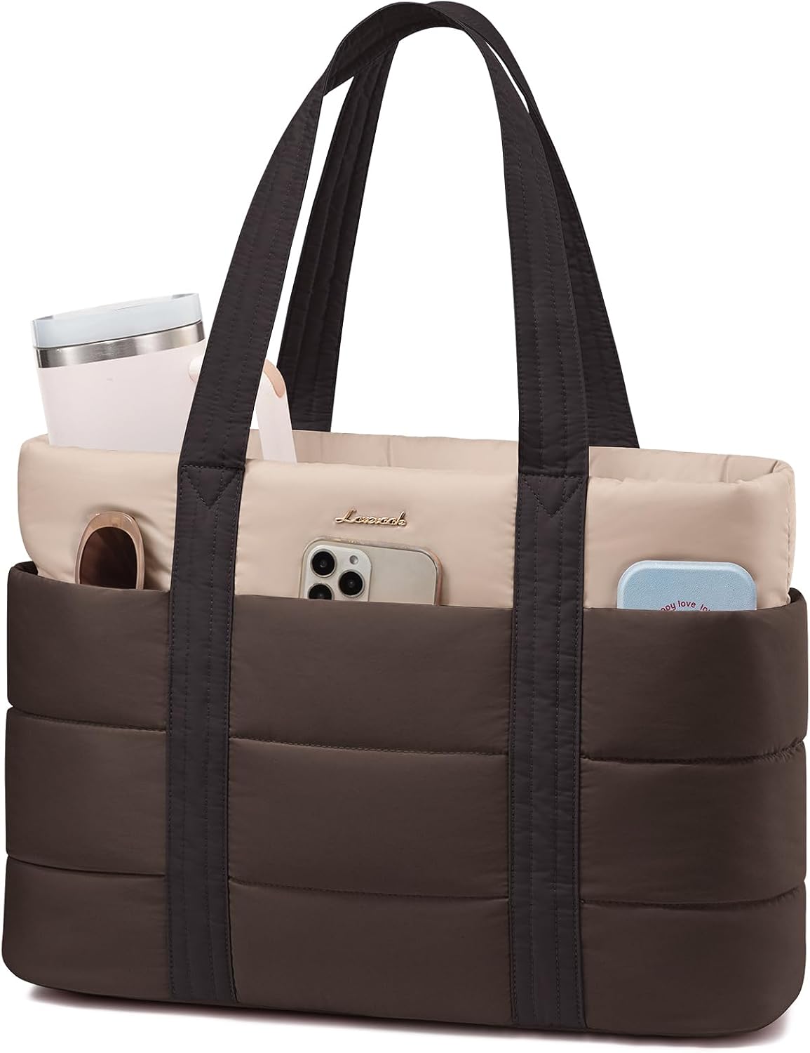 Tote Bag for Women, Large Puffer Work Tote Laptop Bag, Lightweight Travel Tote Bag with Zipper Gifts for Women
