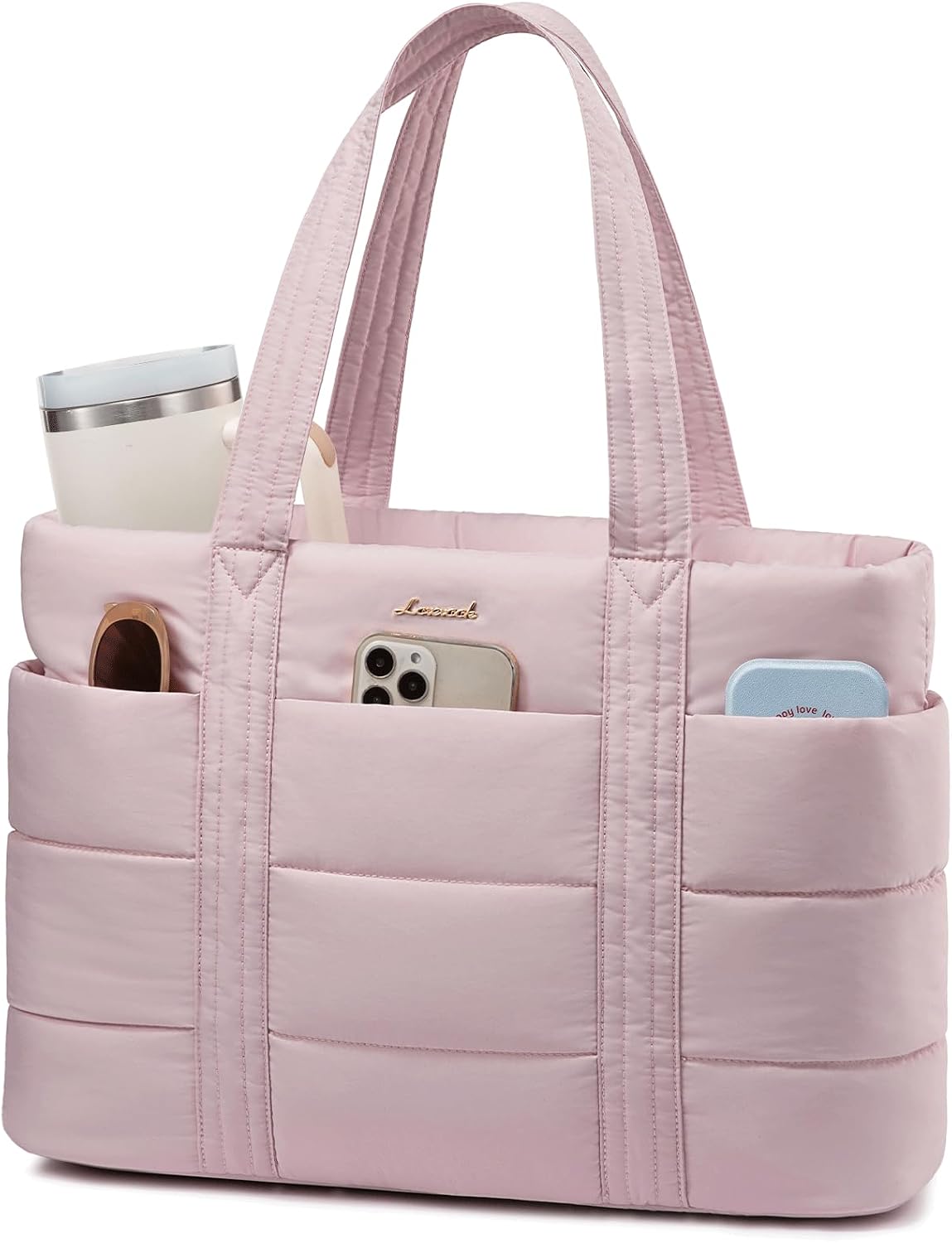 Tote Bag for Women, Large Puffer Work Tote Laptop Bag, Lightweight Travel Tote Bag with Zipper Gifts for Women