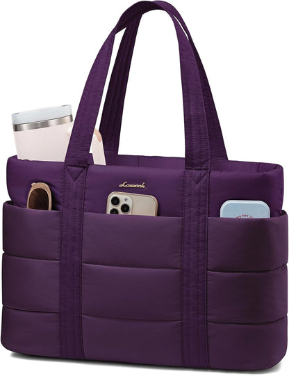 Tote Bag for Women, Large Puffer Work Tote Laptop Bag, Lightweight Travel Tote Bag with Zipper Gifts for Women