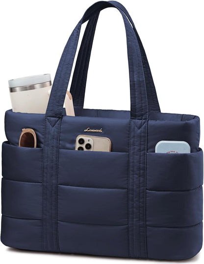 Tote Bag for Women, Large Puffer Work Tote Laptop Bag, Lightweight Travel Tote Bag with Zipper Gifts for Women